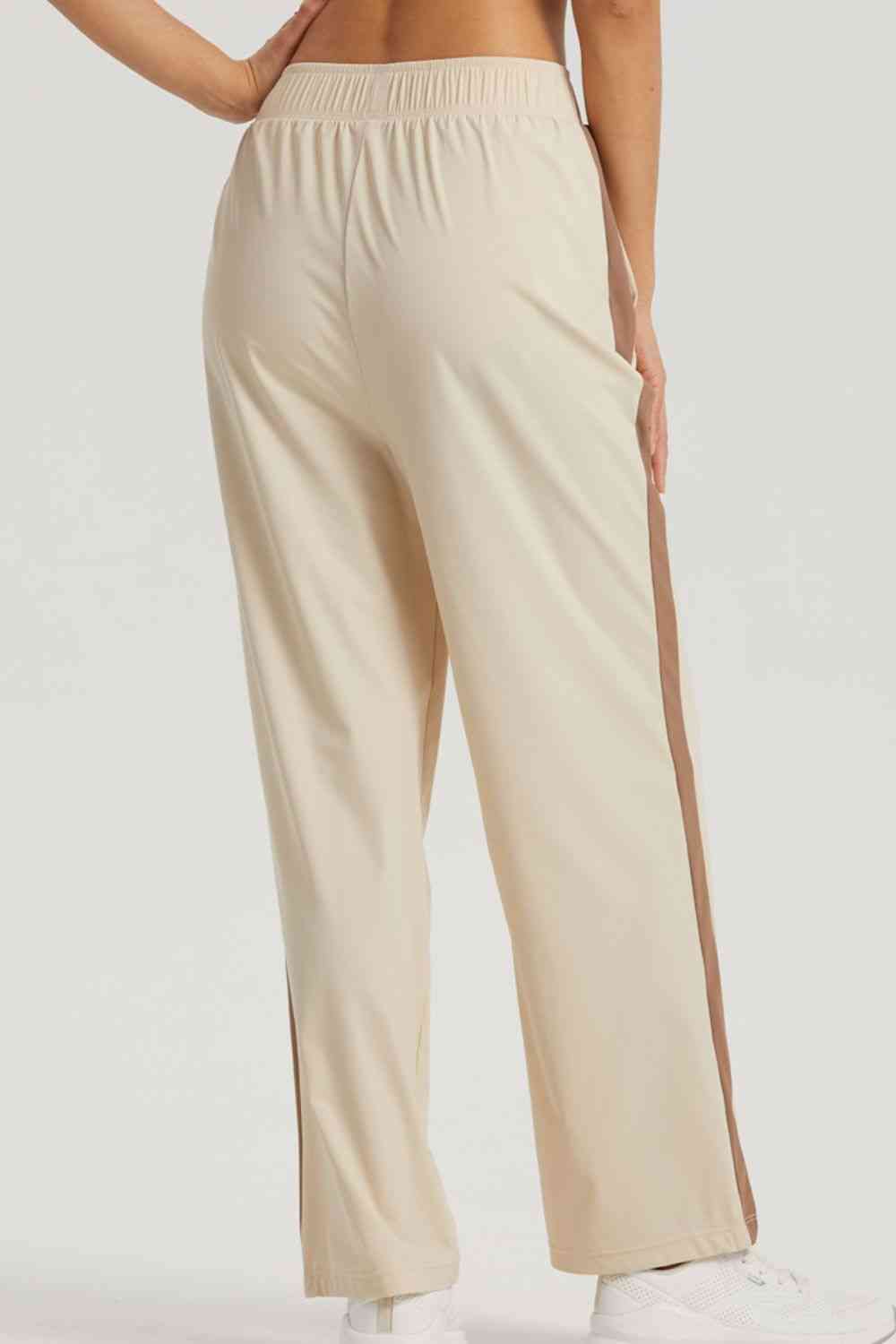 Side Stripe Elastic Waist Sports Pants - TRENDMELO