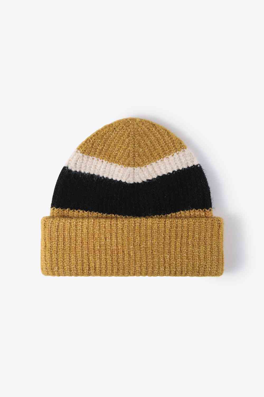 Tricolor Cuffed Knit Beanie - TRENDMELO