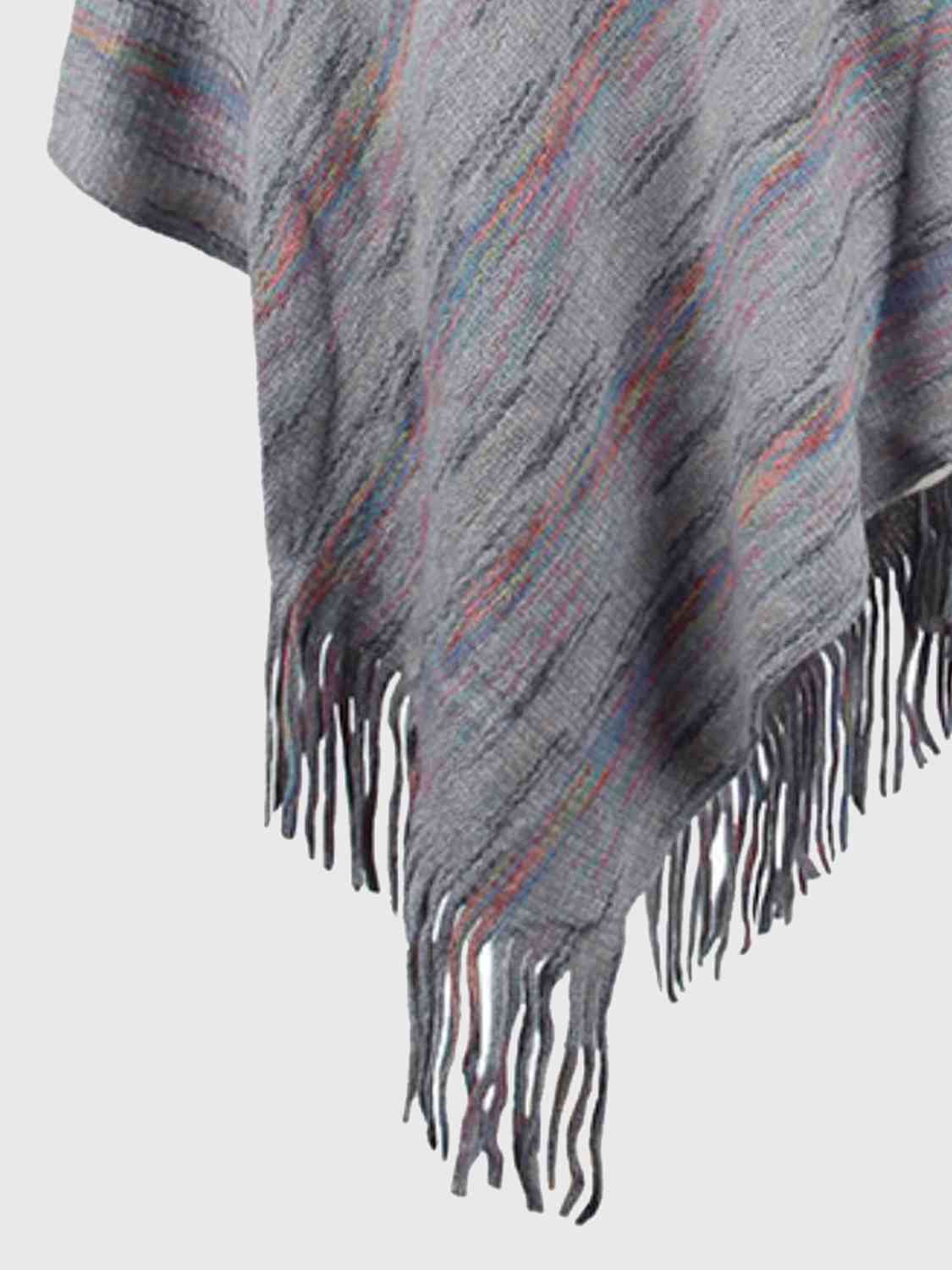 Fringe Hem Hooded Poncho - TRENDMELO