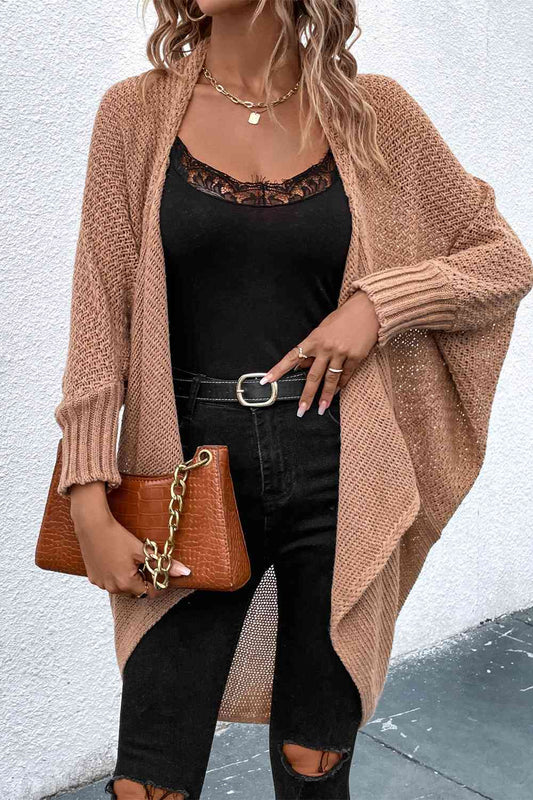 Open Front Dolman Sleeve Cardigan - TRENDMELO