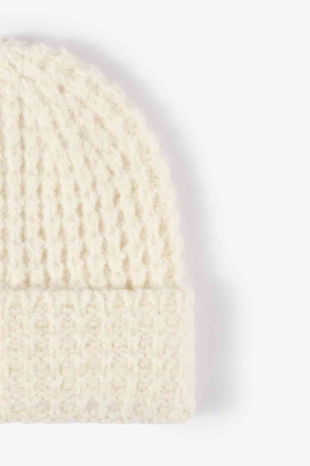 Waffle-Knit Cuff Beanie - TRENDMELO