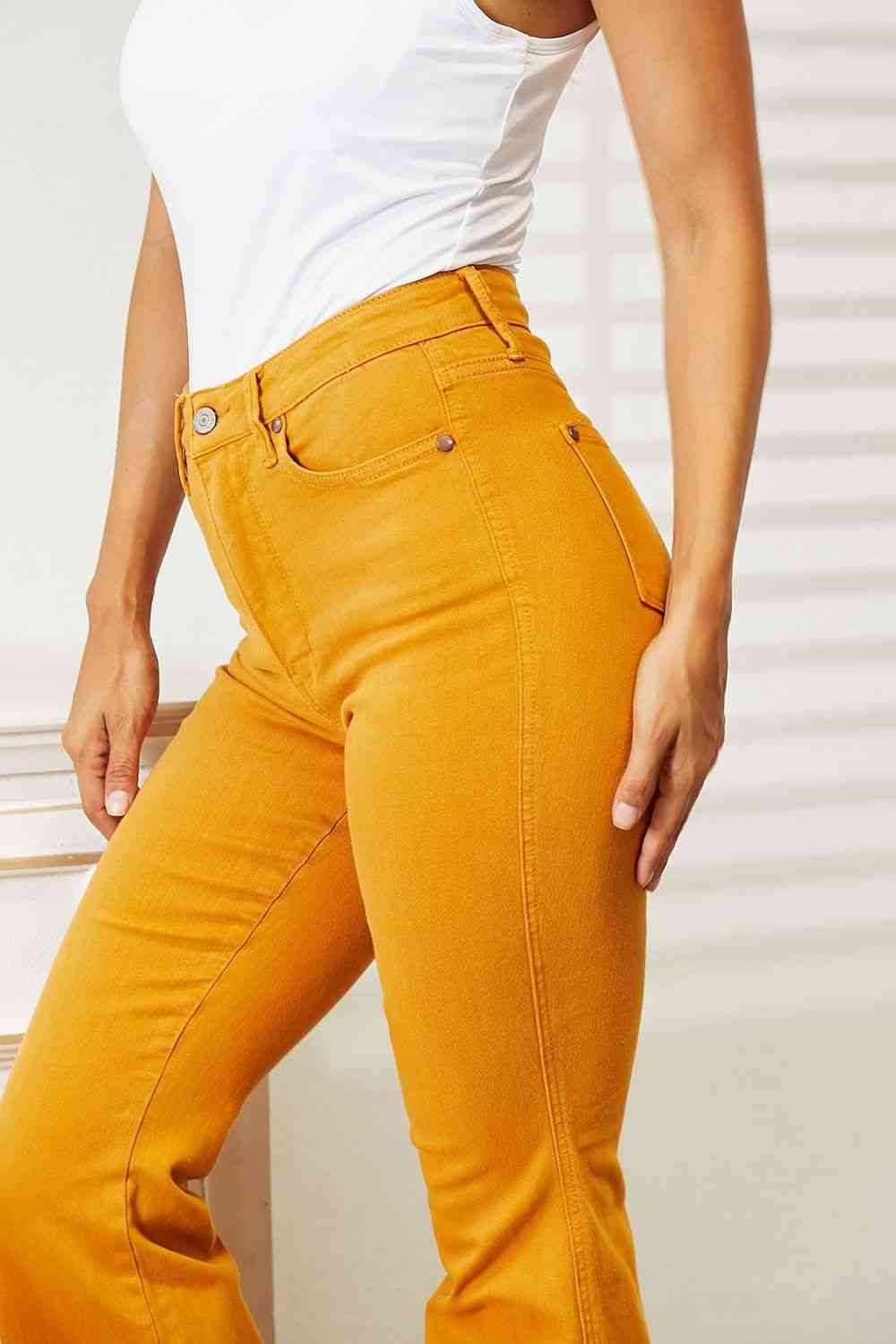 Judy Blue Full Size High Waist Tummy Control Garment Dyed Flare Jeans - TRENDMELO