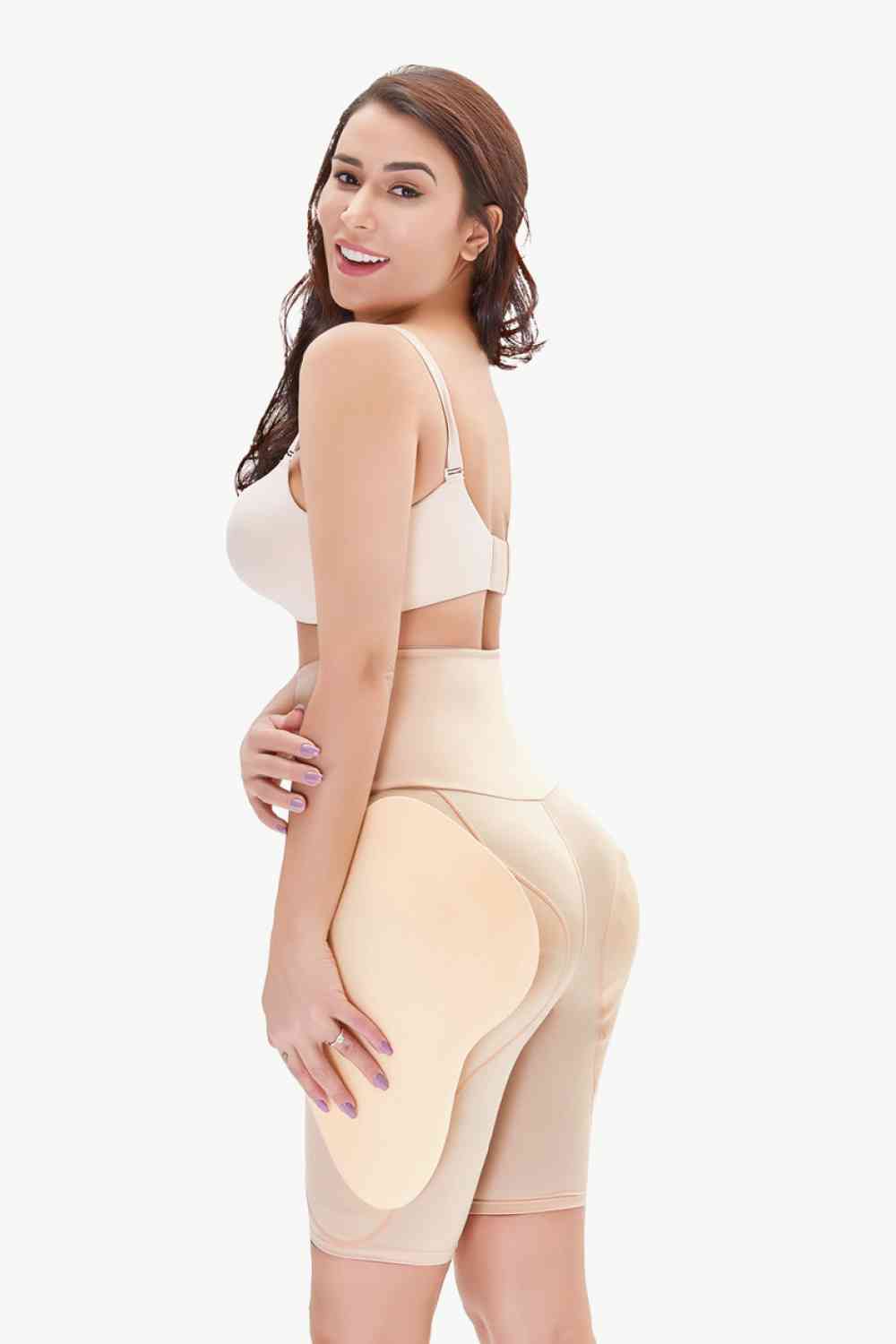 Full Size High Waisted Pull-On Shaping Shorts - TRENDMELO