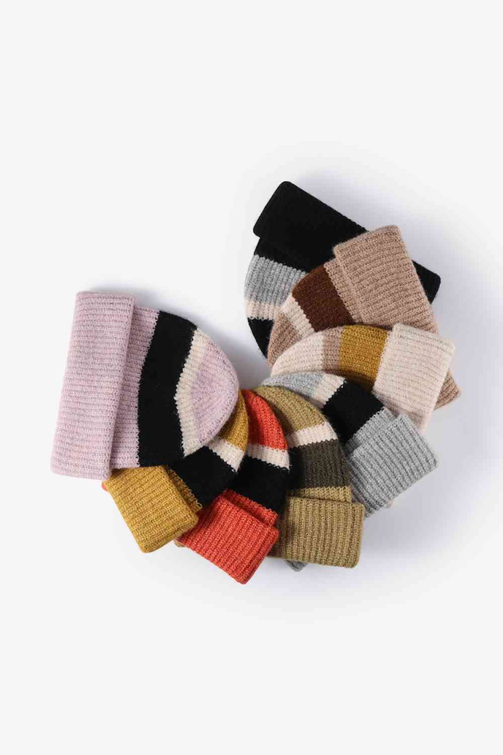 Tricolor Cuffed Knit Beanie - TRENDMELO