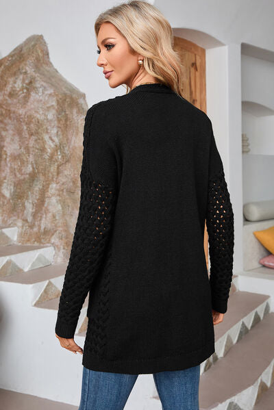 Open Front Dropped Shoulder Cardigan with Pockets - TRENDMELO