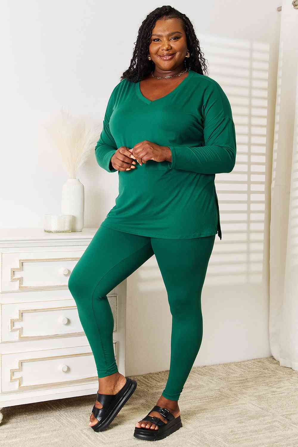 Zenana Lazy Days Full Size Long Sleeve Top and Leggings Set - TRENDMELO