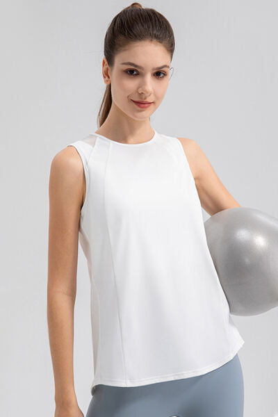 Round Neck Wide strap Active Tank - TRENDMELO