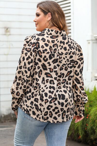 Plus Size Printed Long Sleeve Shirt - TRENDMELO