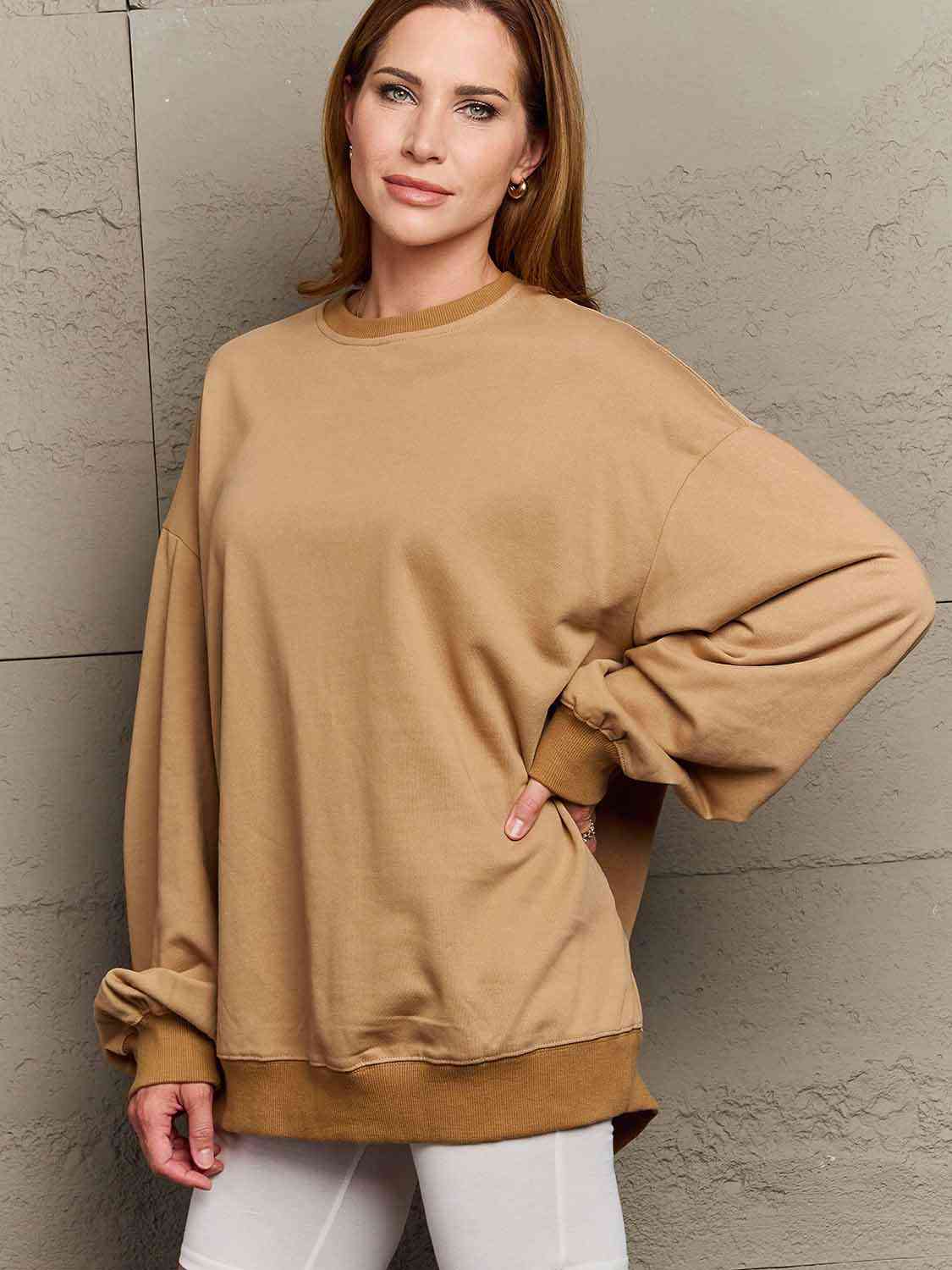 Simply Love Full Size Dropped Shoulder Sweatshirt - TRENDMELO