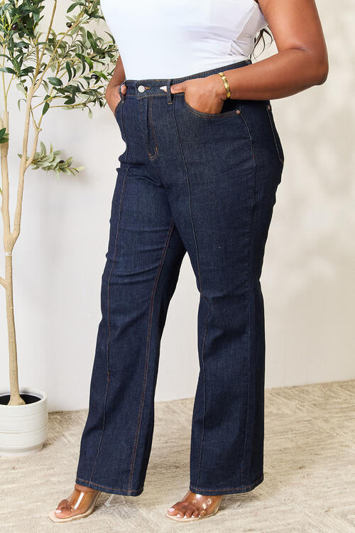 Judy Blue Full Size High Waist Wide Leg Jeans - TRENDMELO