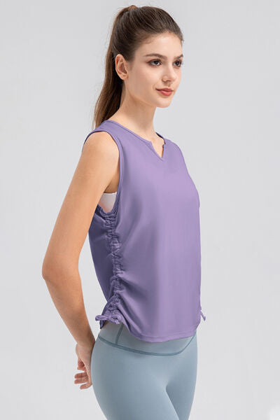 Notched Wide Strap Active Tank - TRENDMELO