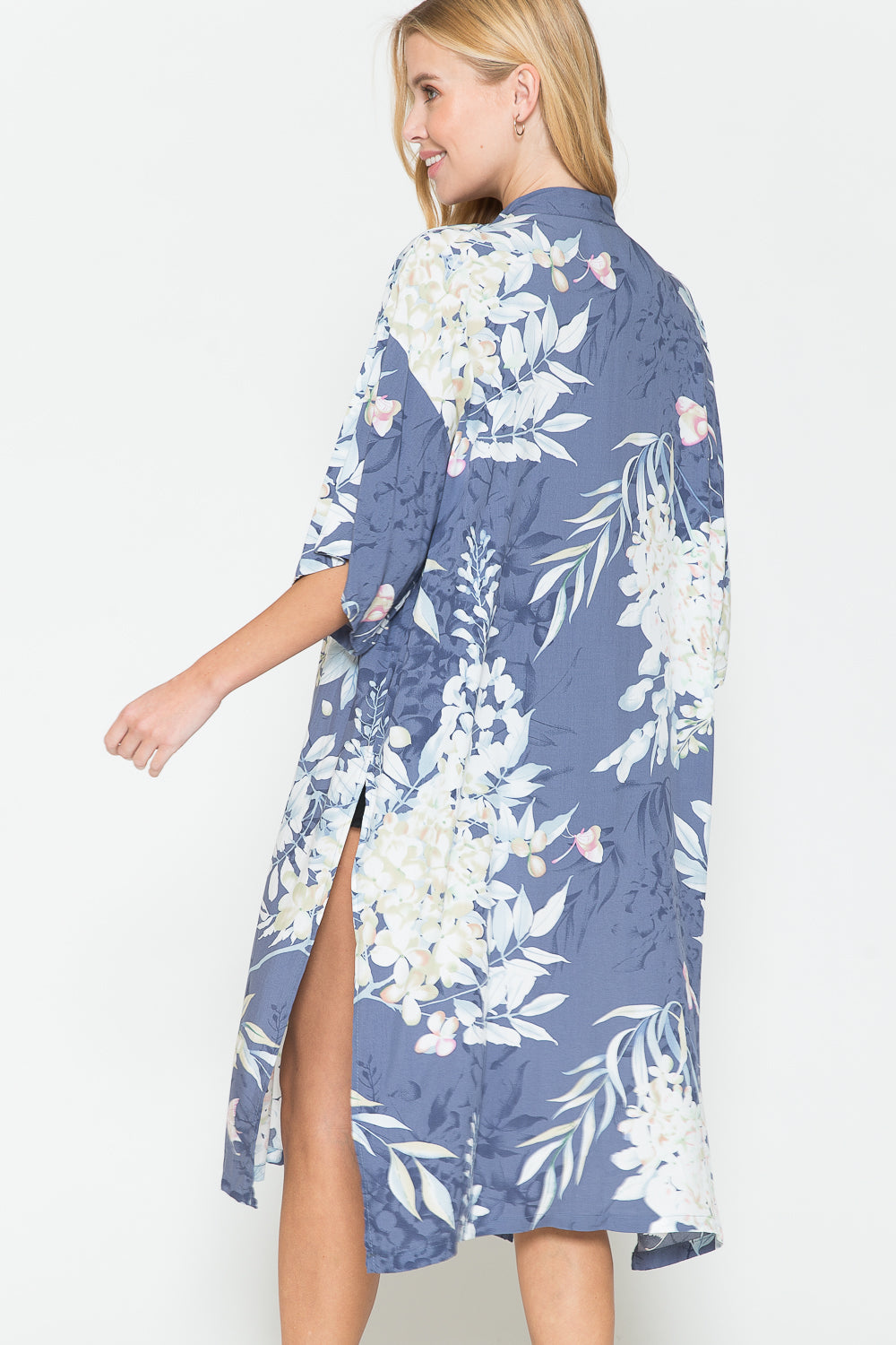 Justin Taylor Botanical Print Split Cover Up - TRENDMELO